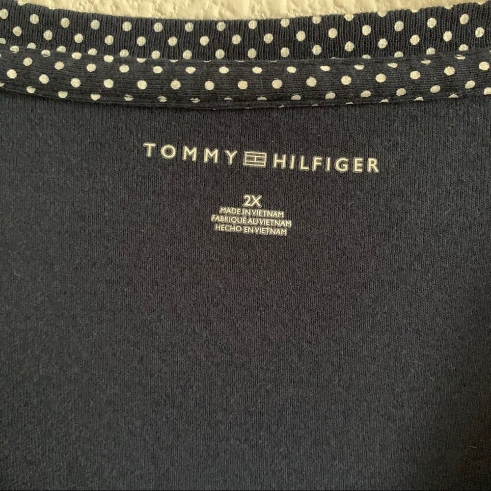 Tommy Hilfiger Plus Size Polka Dot Blue Tee Classic Tee T-Shirt Trendy Basic 2X - Picture 4 of 7